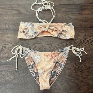 Agua Bendita Floral and Snake Print Bikini M